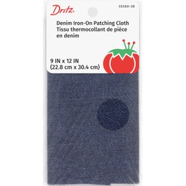 Dritz Denim Iron-On Patching Cloth, 9 x 12-Inch, 1 Count, Dark Blue