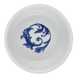 Bone Dry Ceramic Food & Water Bowls for Pets Non-Slip for Secure, Less Messy Feeding, Microwave & Dishwasher Safe, Small Set, 4.25x2, Blue Tile, 2 Count