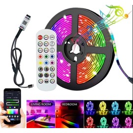 Generic LED Lights for Bedroom Flexible LED Light Strips Remote & App Controlled for Bedroom, Luxury Color Changing Home Decoration (New 2024) led Light Strips with Remote, Black