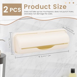 2 PCS Wall Mount Trash Bag Dispenser Roll Holder, Kitchen Garbage Bag Storage Box Roll Holder, Plastic Bag Holder Organizer Under Sink (Beige)