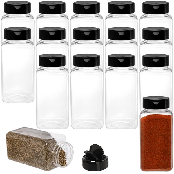 Tosnail 16 Pack 17 Fluid Oz Clear Plastic Spice Jars