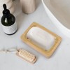 2 Pack Bamboo Soap Dish Self-Draining Holders Slotted Soap Dish