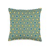 Yellow Blue Geometric Hexagons Cubes Squares Mesh Pattern Throw Pillow