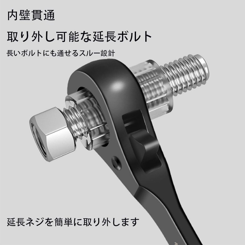 Double-ended Ratchet Wrench with Shino, Claw Type, Hexagonal, Straight Chino,