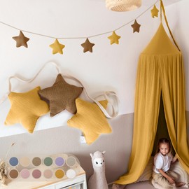LILIMAUS Star Bunting Fabric [in 12 Colours] Bunting Children's Room - 100% Cotton Handmade Garland Fabric - Bunting Muslin - House Bed Decoration Girls & Boys - Garland Decoration Baby Room