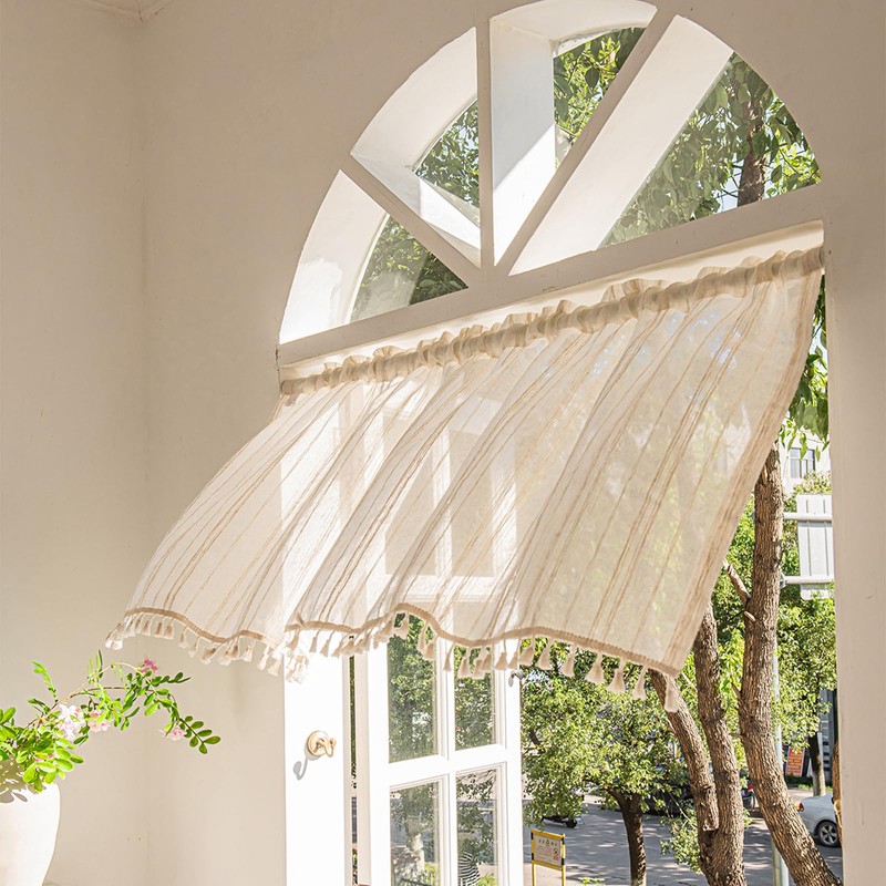 Hoisy Short Single Panel Curtain Tassel Curtain Short Kitchen Country