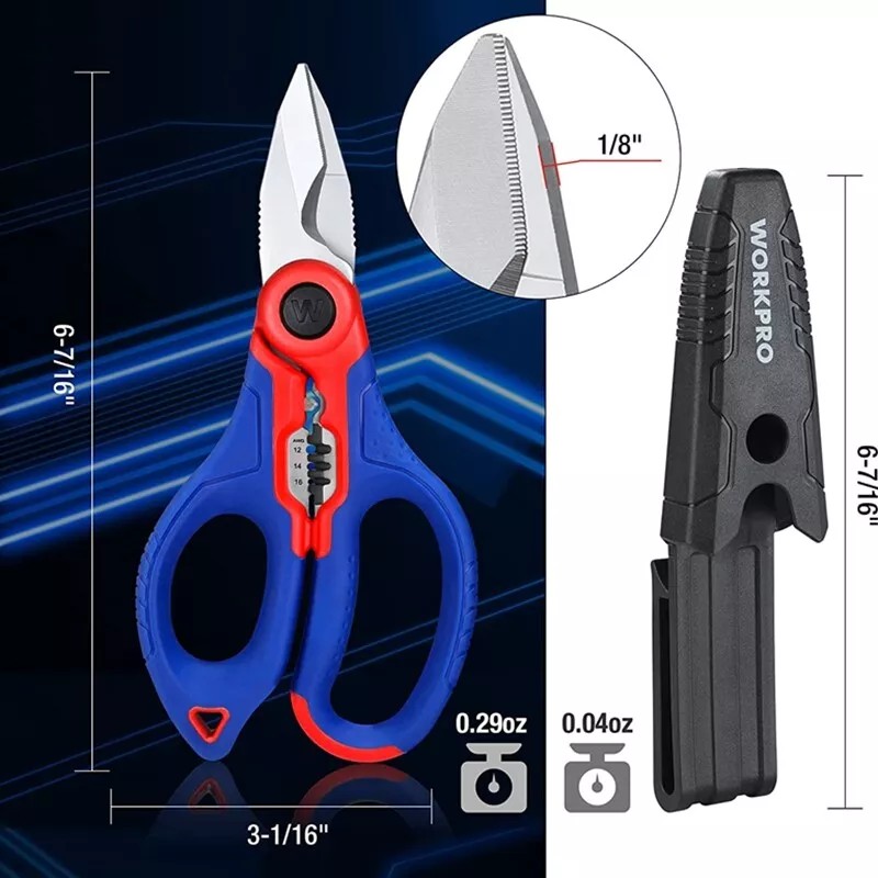 WORKPRO Electricians Scissors 6.4-INCH Professional Electrician Shears Stainless