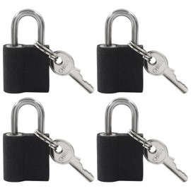 Cionyce 4 Pcs Mini Padlocks with Keys, Luggage Locks for Travel, Suitcases, Backpacks, Gym Lockers, Cabinets, Toolboxes (Black)