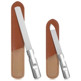 Professional Nail File Set - 2 PCS Stainless Steel Nail Files, Double-Sided with Coarse & Fine Grit, Silver