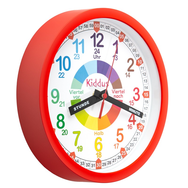 Kiddus Children's Wall Clock, Boys and Girls, Analogue Learning Clock
