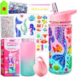 HIETIRA Decorate Your Own Water Bottle Kits for Girls - 4 5 6 7 8 Year Old Girl Gifts 4 5 6 7 8 9 Year Old Girl Birthday Gifts DIY Arts and Crafts for Kids Ages 6-8 Girls Mermaid Toys