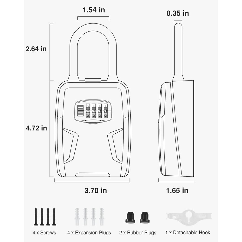 Puroma Large Key Lockbox with Hook, Resettable Combination Code Lock