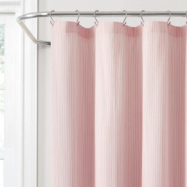 Lush Decor Vintage Stripe Yarn Dyed Cotton Shower Curtain, 72" x 72", Pink