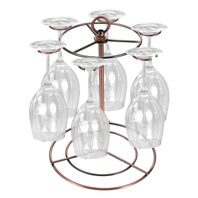 wutfuooo Black Metal Countertop Wine Glass Holder with Scrollwork Design,