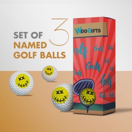 Destination Vinyl Ltd 3 x Golf Balls in the Box - Yellow Dead Smiley Face Logo Joke Funny Golfing Golfer Fan Club Sport Wedding Dad Husband Friend Men Boys Ball Gift #4633