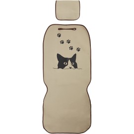 Bonform 4070-50BE Seat Cover, Felissimo Cat Club, Felissimo Nekobu (FN) Tabby, Kei Vehicles/Regular Vehicles, Easy Installation, Fully Washable, Compatible with Side Airbags, Waterproof Material, Bucket-1, Beige