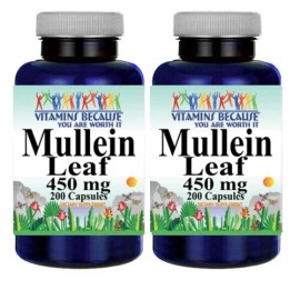Vitamins Because Mullein Leaf 1000mg 2X200 Caps Flavonoids