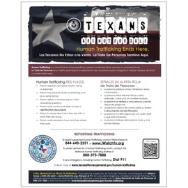 Texas Human Trafficking Commercial Sign, Texas Government Code §402.0351 - 11" x 14"