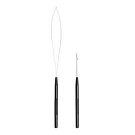 2pcs Hair Extensions Loop Needle Threader Wire Pulling Hook Needle Tool for Beads Rings and Feather Extensions