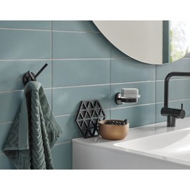 Emco Round Wall Mounted Double Hook Easy Care Aluminium 2 Towel Hanger Elegant Towel Hook Screw In Chrome
