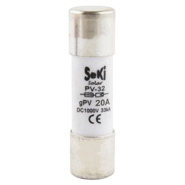 SeKi 10 x 38 mm 20 A Fuse for Solar Photovoltaic PV, 1000 V DC 33KA Switching Capacity; Betireb Class GPV