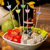 100 PCS Disposable Butterfly Fruit Picks, Bamboo Skewer Flower Picks,
