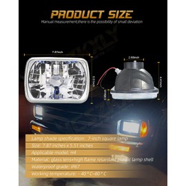 VCSZKXLY 2025 5x7 7x6 H6054 LED Headlights Compatible for Chevy Express Cargo Van 1500 3500 2500 Headlight High Low Beam, DOT Approved, 500% Brightness