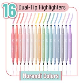 Mr. Pen- Dual Tip Highlighters, Morandi Colors, 16 Pack, Fine & Chisel Tip, Highlighters Pastel, Pastel Highlighter Markers, Pastel Highlighter, Highlighter Set, Planner Highlighters