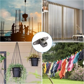 Pack of 4 Pulleys Steel Ropes for Ropes, Vertical Stainless Steel Cable Pulley, Pulley with 8 Expansion Screws, 60 mm Heavy Duty Castors Pulley for Washing Line, Fitness, Roller Doors