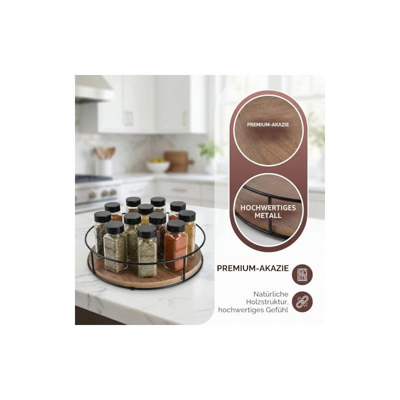 Spice Rack Rotatable, 23 cm Lazy Susan Turntable Organiser, Spice