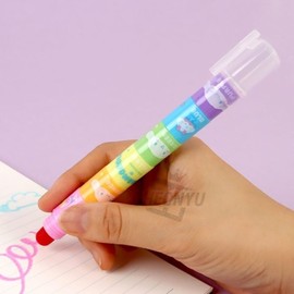 Sanrio Rainbow Block Highlighters 24-Piece Box Character Solid Deco Pens for Party Favors / 산리오 레인보우 블럭 형광펜 24개 1박스 캐릭터 고체 데코펜 답례품