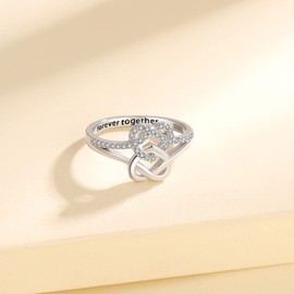 925 Sterling Silver Double Heart Rings for Women Forever Together Love Knot Promise Ring Wife Mother Daughter Couple Gifts Size 6/7/8/9/10, 7, Sterling Silver, 925 sterling silver