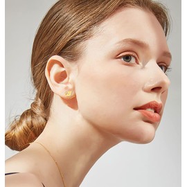 Cute Cat Tiny Stud Earrings for Women Teen Girls Stainless Steel Kitten Cartilage Small Studs Earring Simple Jewelry Gifts Birthday (Gold)