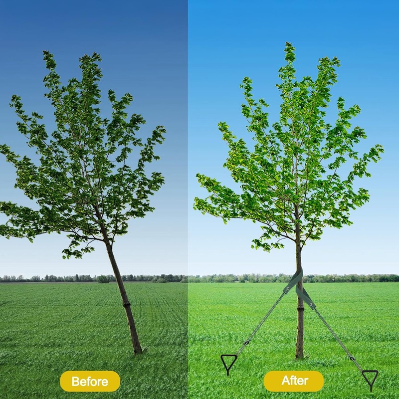 Heavy Duty Tree Stake Kit,11.8" Steel Stakes for Young Trees,