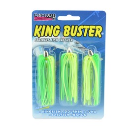 C&H Lures, King Buster Lure, Fluorescent Green/Chartreuse Skirt, 1/8 oz Head, 2.5 in, 3 pc