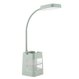 Lightbox LED Akku Tischleuchte, 280 Lumen, 5000 Kelvin, Höhe 50 cm, dimmbar in 3-Stufen, Flexarm, Tastdimmer, per USB aufladbar, Schubladen im Sockel, mintgrün, ideal für Schreibtisch & Kinderzimmer