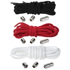 Amazing Harmony Shoelaces, No Tie Shoelaces, Set of 3 Colors, No Tie Shoelaces, No Tie, Elastic Elastic, Black, White, Red