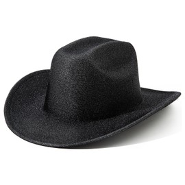 Lanzom Men Women Wide Brim Western Cowboy Cowgirl Hats(Black,Medium)