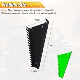 Tuxihapp 2PCS Wrench Organizer Tray, 16-Slot Each Wrench Rack Tray, Fits SAE (1/4" to 1-1/16") and Metric (6mm to 24mm) Wrenches, Heavy Duty Tool Holder for Toolbox or Drawer Storage (Black&Green)