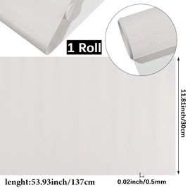 CALFOVERA 53.94×11.81 Inch Sparkly Superfine Shiny PU Leather Rolls Solid Fabric Sparkle Sheets Glitter PU Leather Rolls for DIY Crafts Patchwork Wedding Sewing Making Earrings Decorations (White)