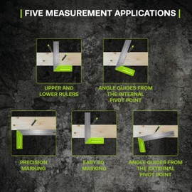TRACER 300mm Carpenter's Square Joiner Marking Tool Try Square with 2 Sets of Angle Lines