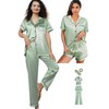 WJing Yi Jia 5Pcs Womens Silk Satin Pajamas Sets XS-XXL
