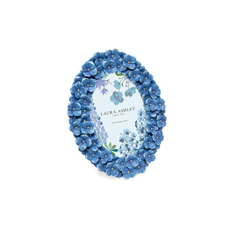 Laura Ashley 4x6 Blue Hydrangea Flower Textured Hand-Crafted Resin Oval