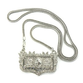 NYFASHION101 Iced Out Hot Dollar Pendant with 4mm 36" Franco Chain Necklace, Silver-Tone