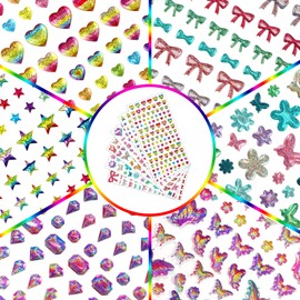 Hifot 3D Stickers for Children, Glitter Flowers Heart Jewel Butterfly Stars Bowknot Used for Sticker Album, Calendar, Scrapbook Planner, Journal Sticker Girls Boys Baby Sticker