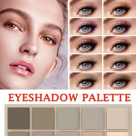 10 Shades Nude Matte Eyeshadow Palette,Shimmer Naked Eyeshadow Palette,Eye Shadow Palette Natural Flash Waterproof Durable Smoked Professional Makeup Palette With Brush 04