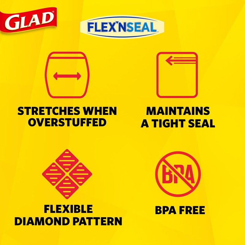 Glad Flex'N Seal Zipper Food Storage Sandwich Bags, Resealable Snack
