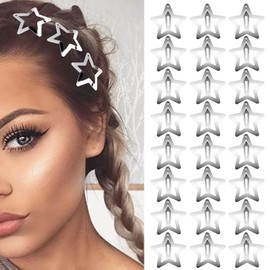 24Pcs 1.22" Star Hair Clips Snap Star Hair Accessories Metal Hair Barrettes Cute Hair Clips for Women