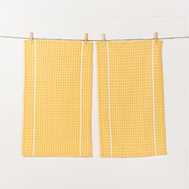 Now Designs 80% Cotton and 20% Recycled Polyester Terry Dishtowels, Set of 2, Lemon Yellow