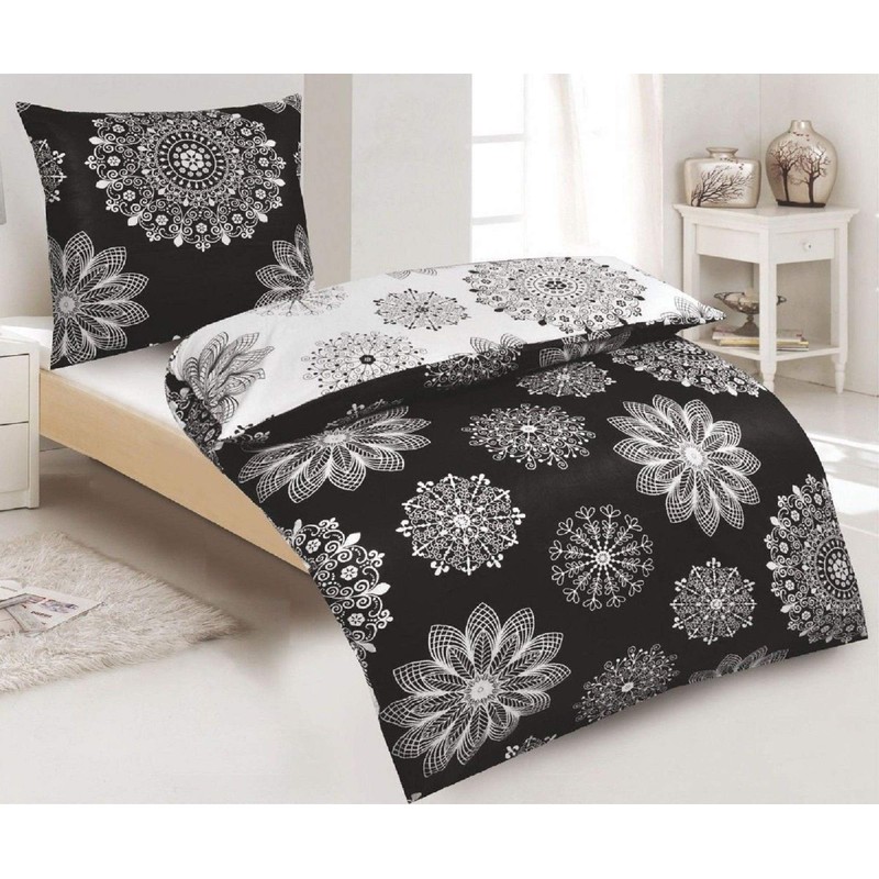 Protex 2-Piece Reversible Bed Linen Cotton Renforce Black White 135